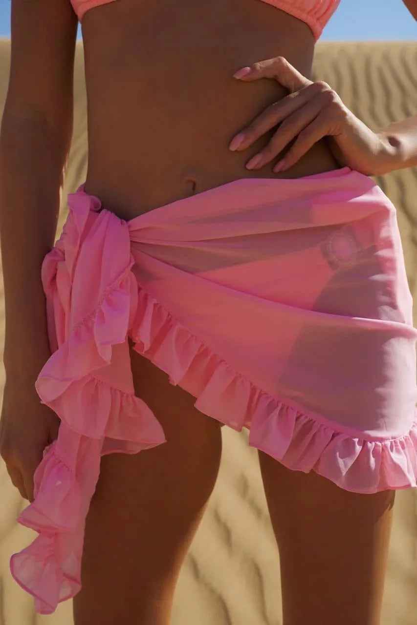 Mesh Ruffle Beachwear Skirt - Mini Wrap for Stylish Summer Vibes