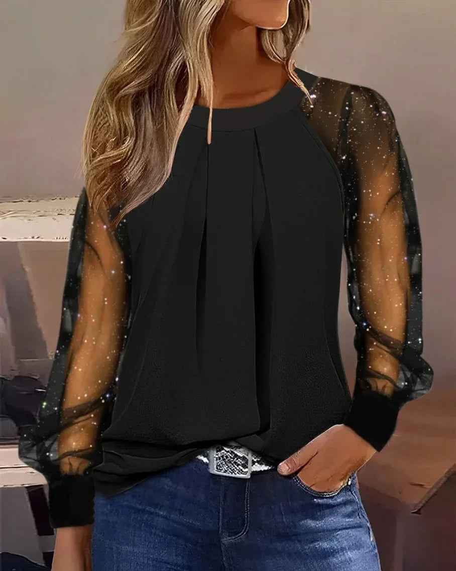 Women Spring Autumn Basic Casual Puff Lace Long Sleeve - The Velvet Finch