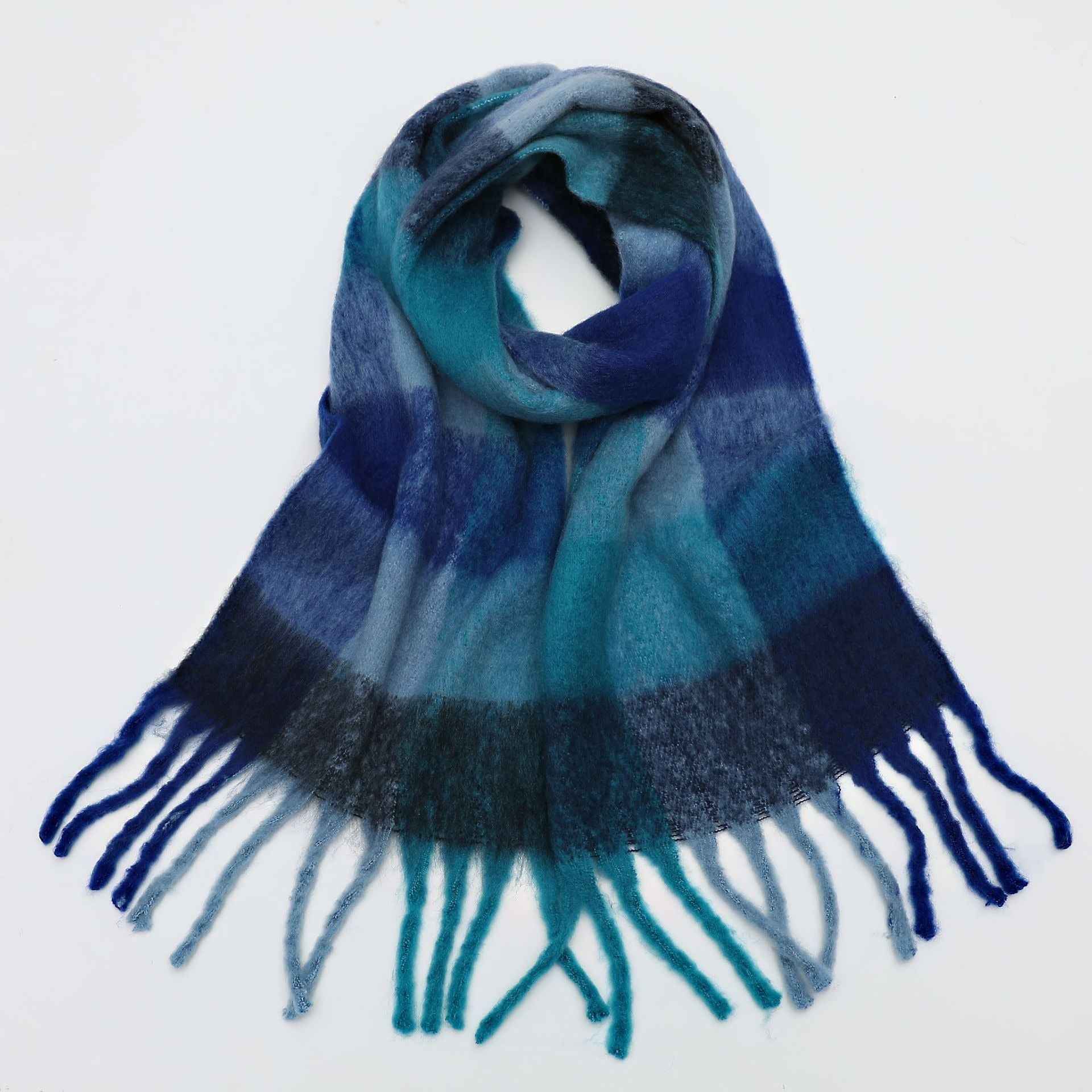 Autumn and winter thickened and warm striped plaid scarves